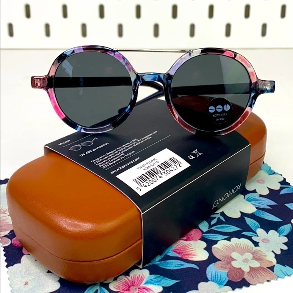 KOMONO Women’s Vivien Floral Sunglasses NEW Pink Black Blue